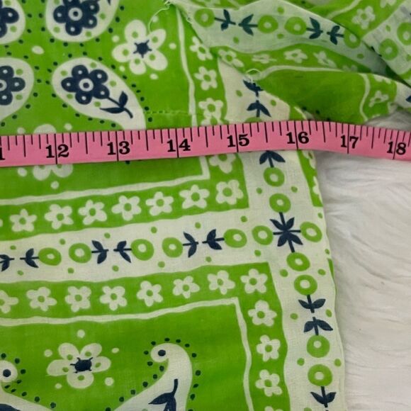 Vintage 60’s Bob Atkinson Lime Green Bandana print Mini Dress S - Picture 10 of 13